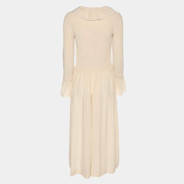 Pre Owned Stella McCartney Beige Crepe Long Sleeve Jumpsuit S