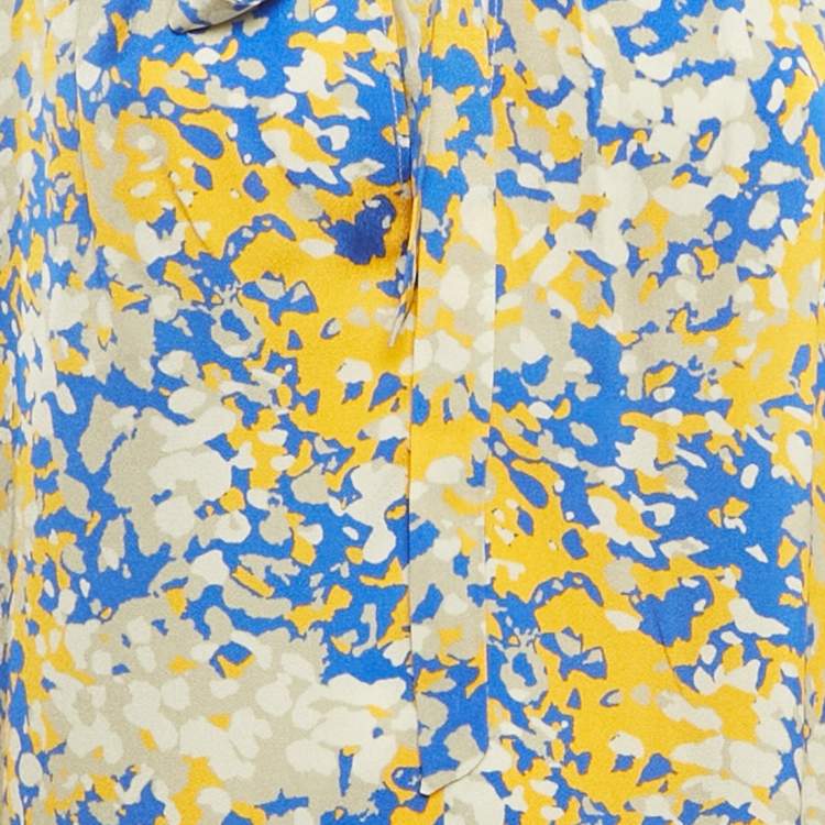 Pre Owned Stella McCartney Blue   Tops/Yellow Printed Crepe Tunic L