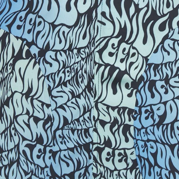 Pre Owned Stella McCartney Blue Printed Crepe de Chine Midi Skirt XS