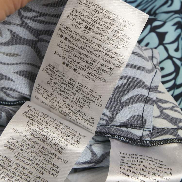 Pre Owned Stella McCartney Blue Printed Crepe de Chine Midi Skirt XS