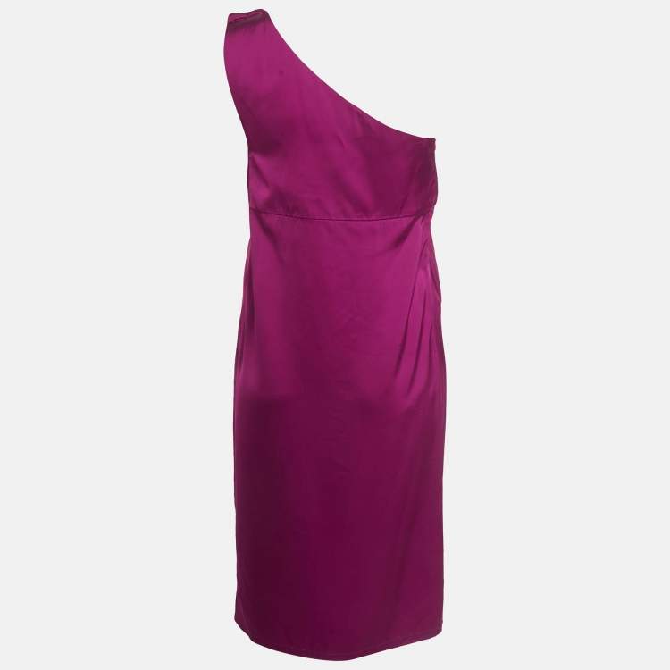 Pre Owned Stella McCartney Burgundy Pink Satin One Shoulder Mini Dress S