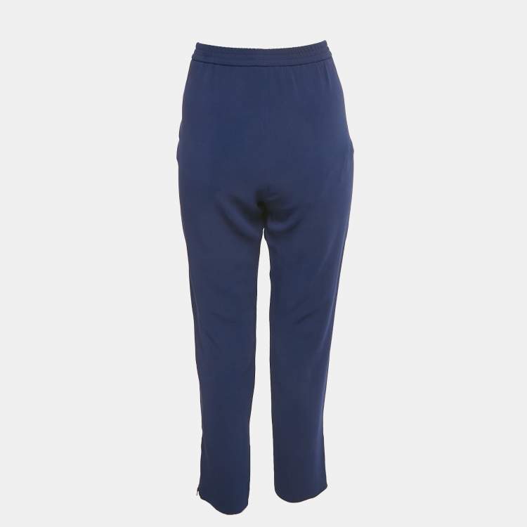 Pre Owned Stella McCartney Blue Crepe Elasticated Crepe Trousers M