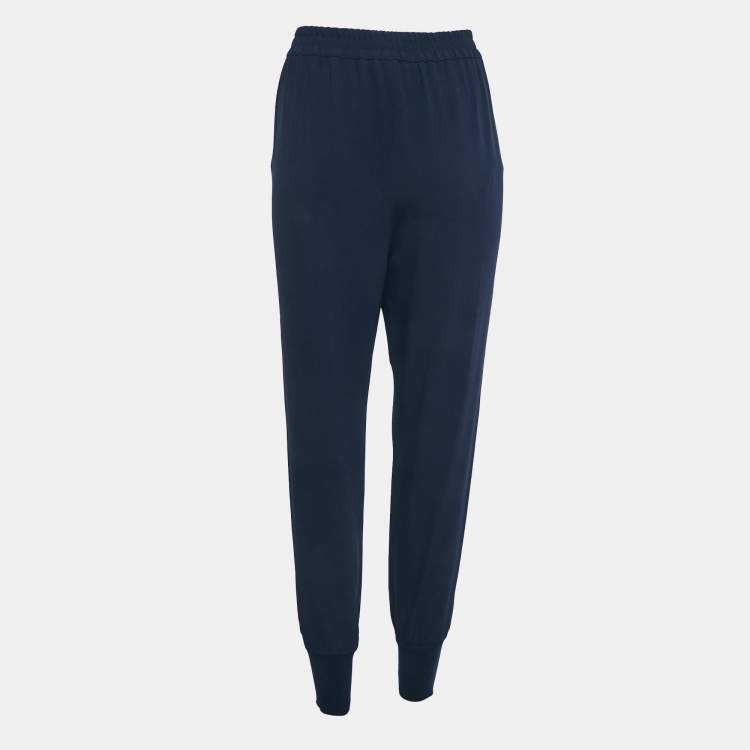 Pre Owned Stella McCartney Navy Blue Crepe Joggers M