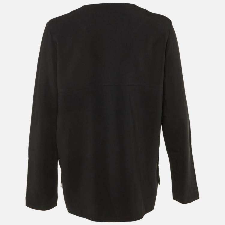 Pre Owned Stella McCartney Black Crepe Zip Front Blouse M 