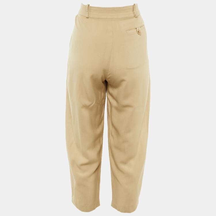 Pre Owned Stella McCartney Beige Crepe Cropped Trousers S