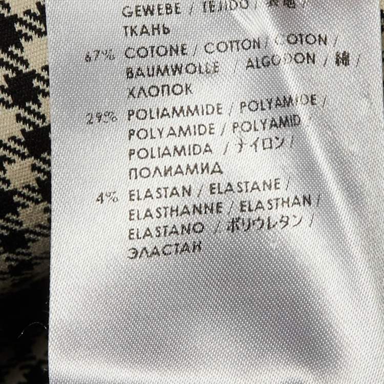 Pre Owned Stella McCartney Black/Cream Houndstooth Pattern Cotton Asymmetrical Dress S