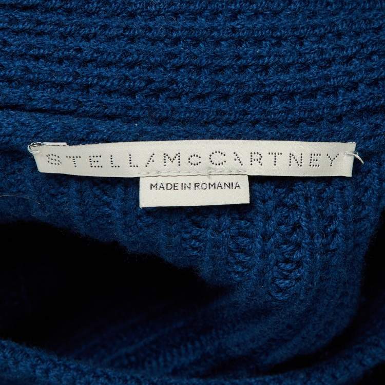 مملوكة مسبقًا Stella McCartney Blue Wool Rib Knit Asymmetrical Buttoned Cardigan S