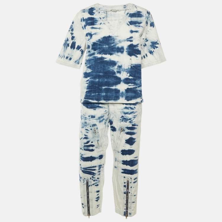 مملوكة مسبقًا Stella McCartney Blue Tie Dye Denim Co-Ord Set M
