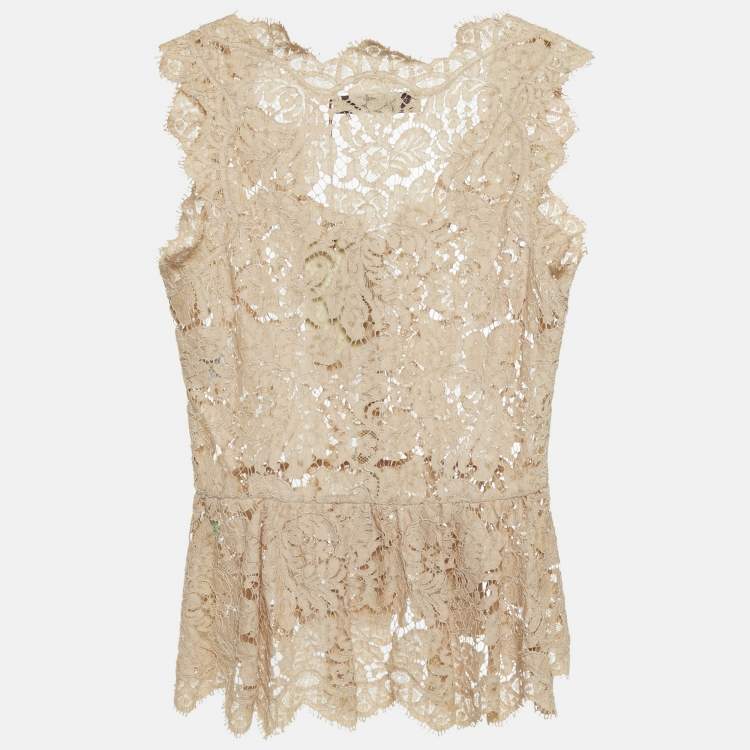 Pre Owned Stella McCartney Beige Lace Sleeveless Top XS
