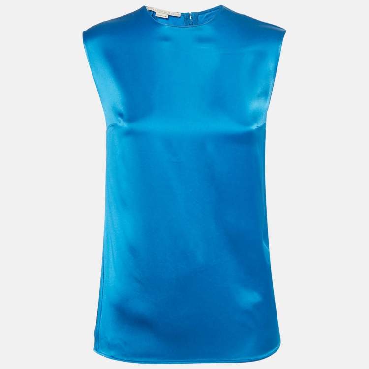 Pre Owned Stella McCartney Blue Sateen Sleeveless Top S
