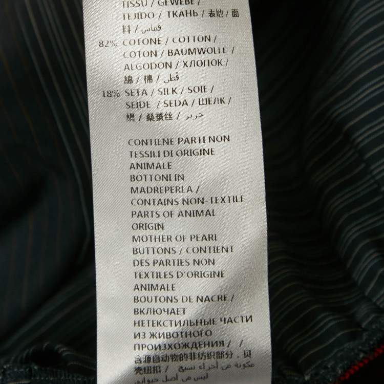 Pre Owned Stella McCartney Navy Blue Pinstripe Cotton Ruche Shirt M