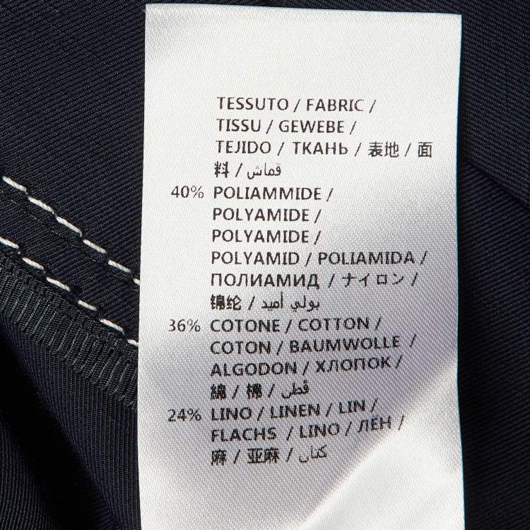 Pre Owned Stella McCartney Navy Blue Cotton &Linen Blend Zip Up Jacket & Pants Set L