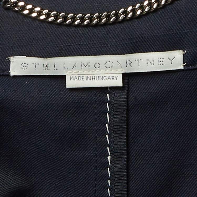 Pre Owned Stella McCartney Navy Blue Cotton &Linen Blend Zip Up Jacket & Pants Set L