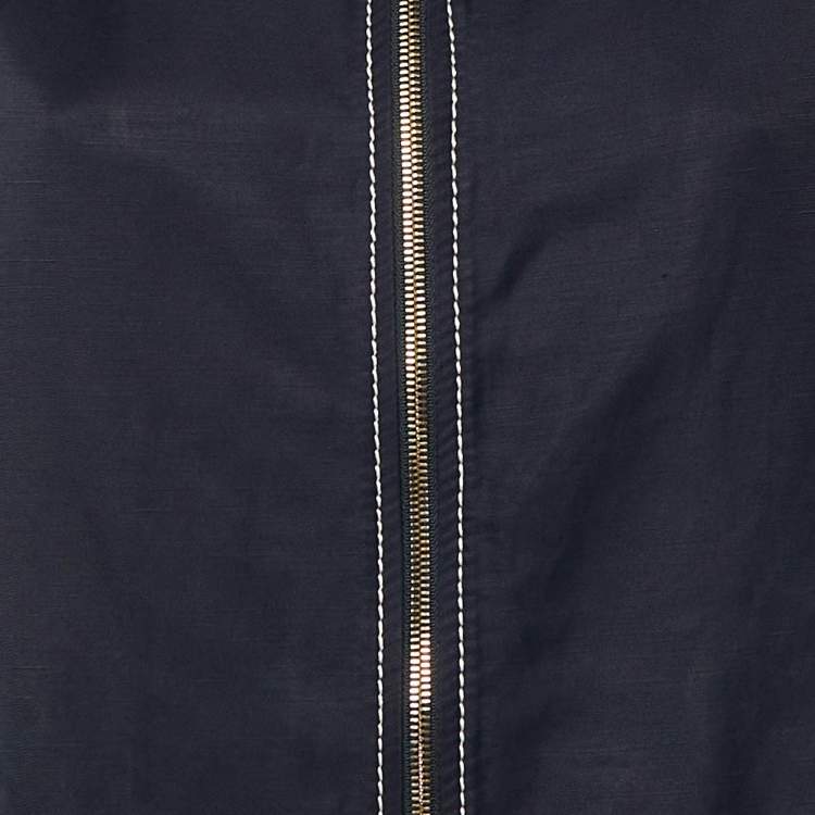 Pre Owned Stella McCartney Navy Blue Cotton &Linen Blend Zip Up Jacket & Pants Set L