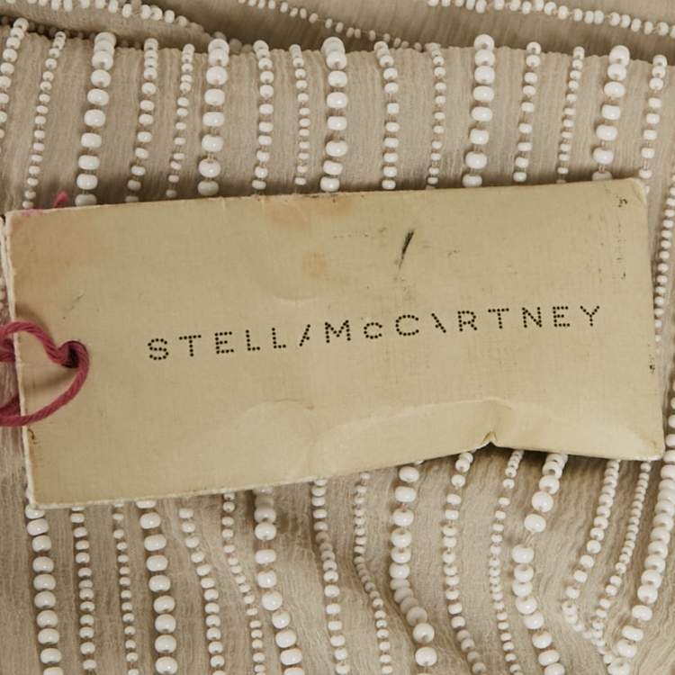 Pre Owned Stella McCartney Beige Silk Chiffon beaded Mini Dress S