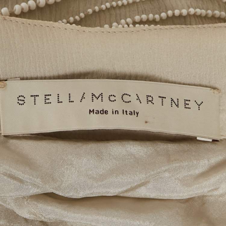 Pre Owned Stella McCartney Beige Silk Chiffon beaded Mini Dress S