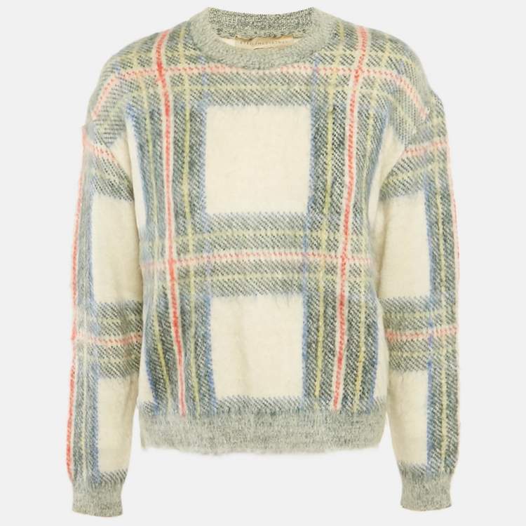 Pre Owned Stella McCartney Green/Cream Plaid Mohair Sweater S