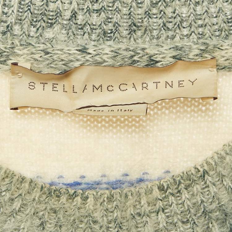 Pre Owned Stella McCartney Green/Cream Plaid Mohair Sweater S