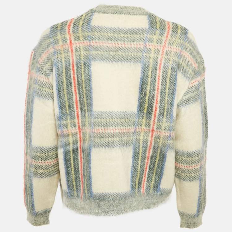 Pre Owned Stella McCartney Green/Cream Plaid Mohair Sweater S