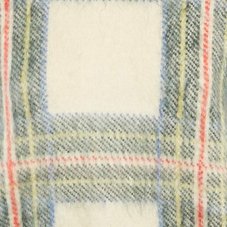 Pre Owned Stella McCartney Green/Cream Plaid Mohair Sweater S