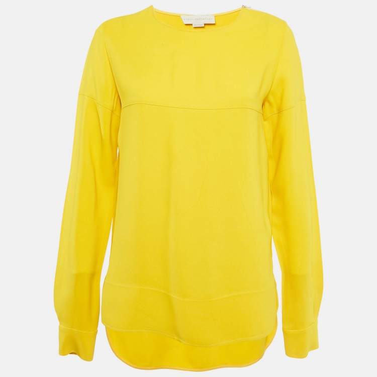 مملوكة مسبقًا Stella McCartney Yellow Crepe Long Sleeve Blouse S