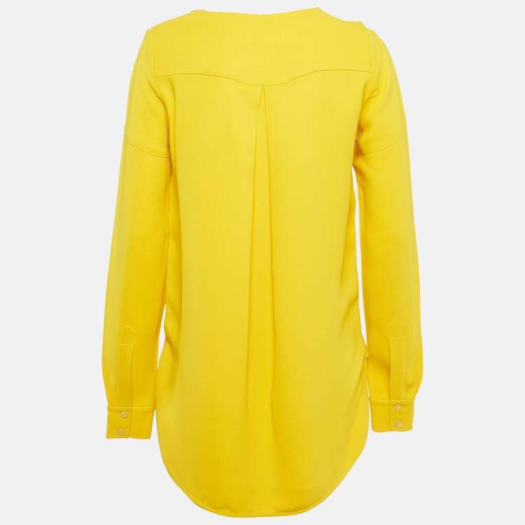 مملوكة مسبقًا Stella McCartney Yellow Crepe Long Sleeve Blouse S
