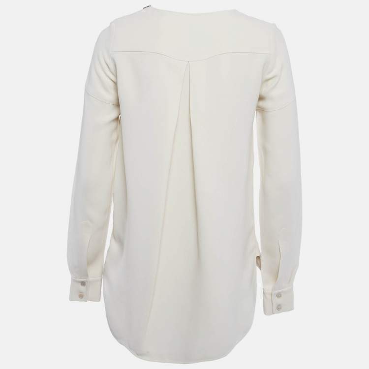 Pre Owned Stella McCartney Beige Crepe Long Sleeve Blouse S