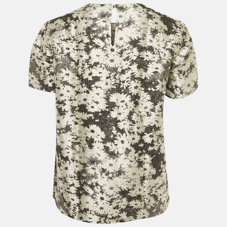 Pre Owned Stella McCartney Monochrome Floral Jacquard Blouse M