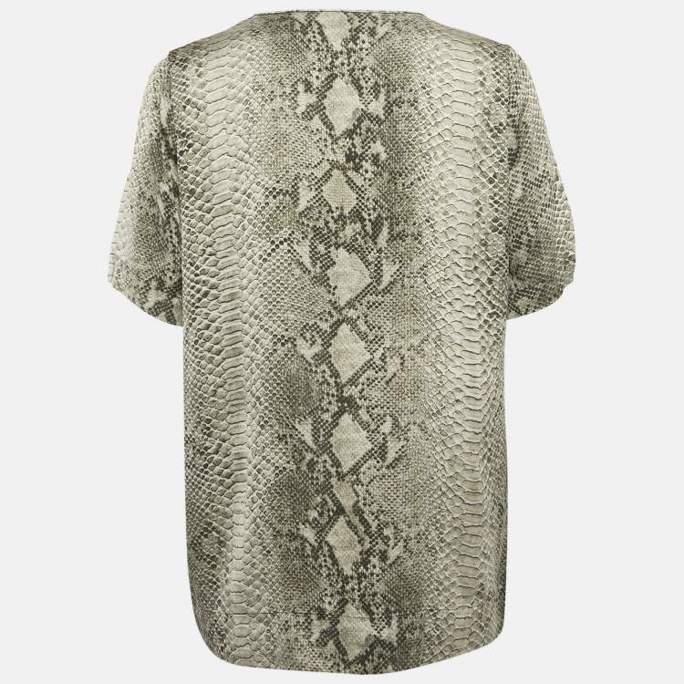 Pre Owned Stella McCartney Grey Snakeskin Print Satin Blouse M