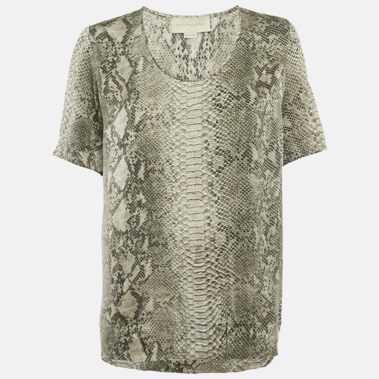 Pre Owned Stella McCartney Grey Snakeskin Print Satin Blouse M