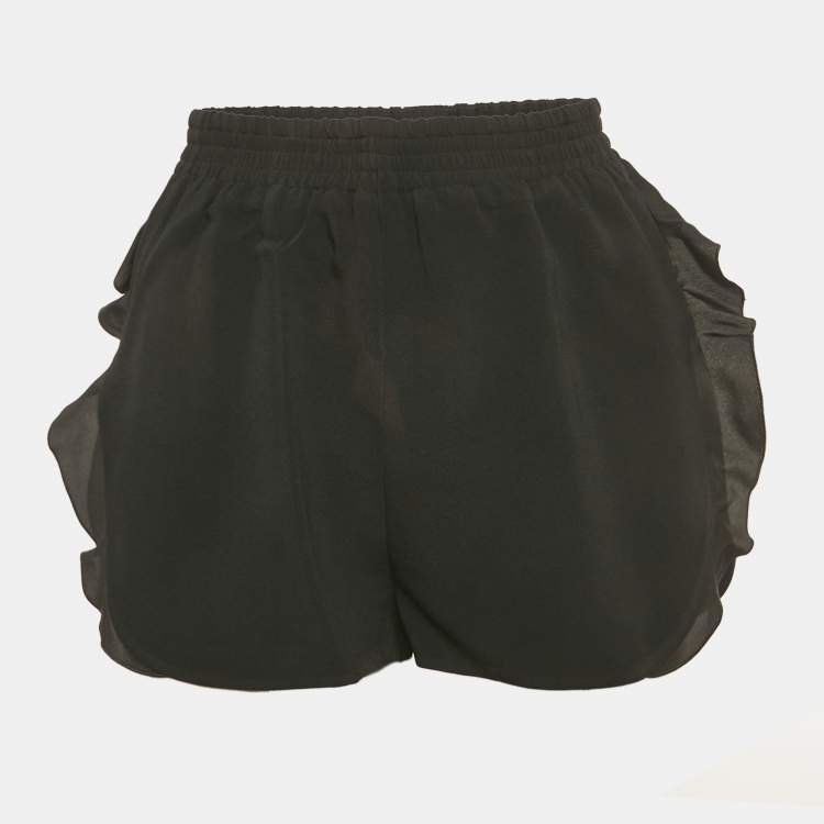 Pre Owned Stella McCartney Black Crepe Ruffled Shorts S