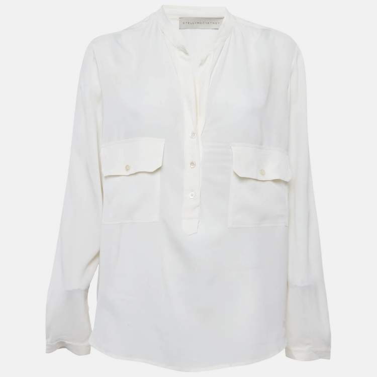 Pre Owned Stella McCartney Off-White Crepe Button Down Blouse M