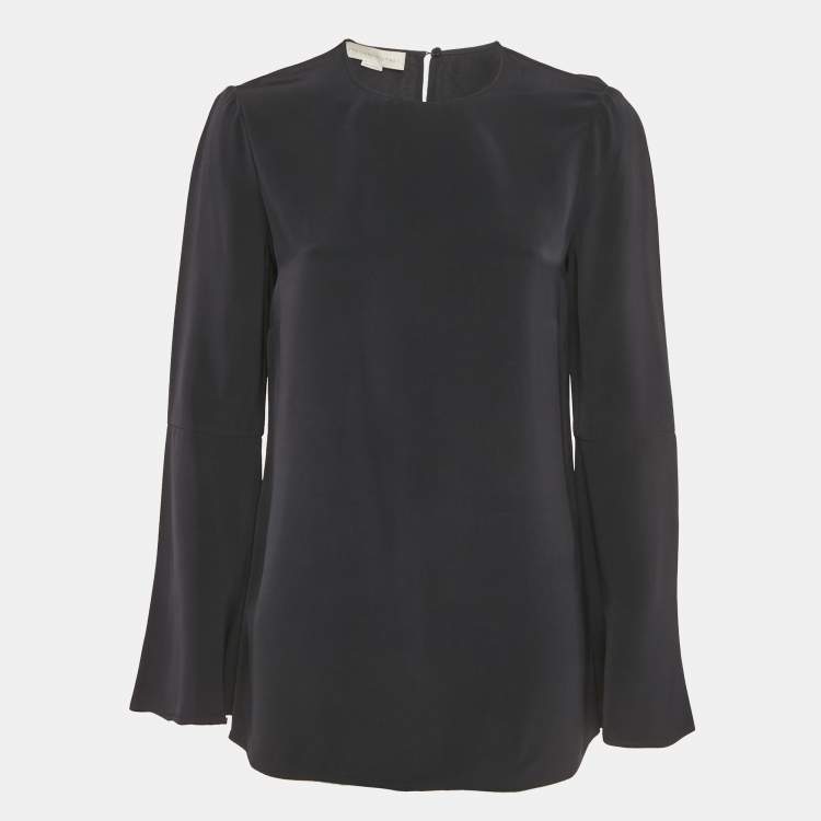 مملوكة مسبقًا Stella McCartney Navy Blue Crepe Flared Sleeve Blouse S
