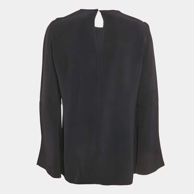 مملوكة مسبقًا Stella McCartney Navy Blue Crepe Flared Sleeve Blouse S