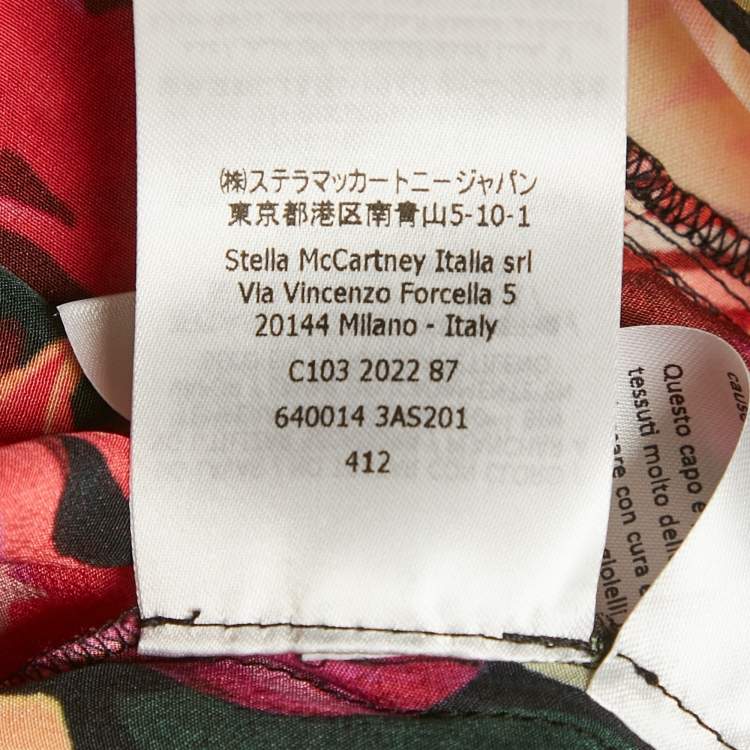 Pre Owned Stella McCartney Red Floral Print Silk Tie-Up Trousers S