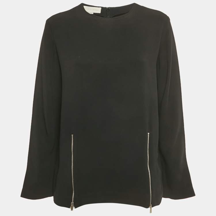 Pre Owned Stella McCartney Black Crepe Long Sleeve Blouse S