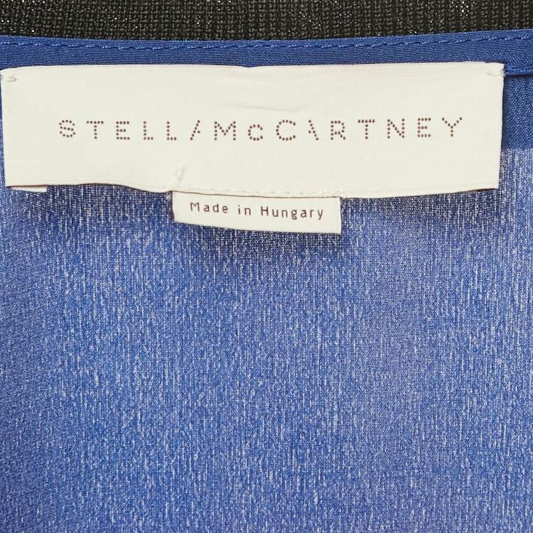 Pre Owned Stella McCartney Blue /Orange Striped Silk Full Sleeve Top S