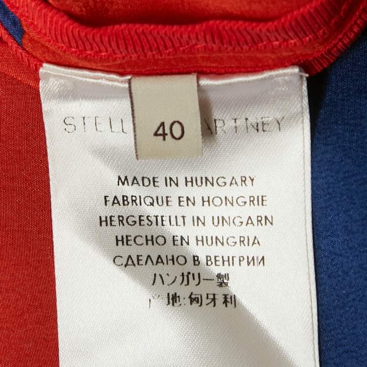 Pre Owned Stella McCartney Blue /Orange Striped Silk Full Sleeve Top S