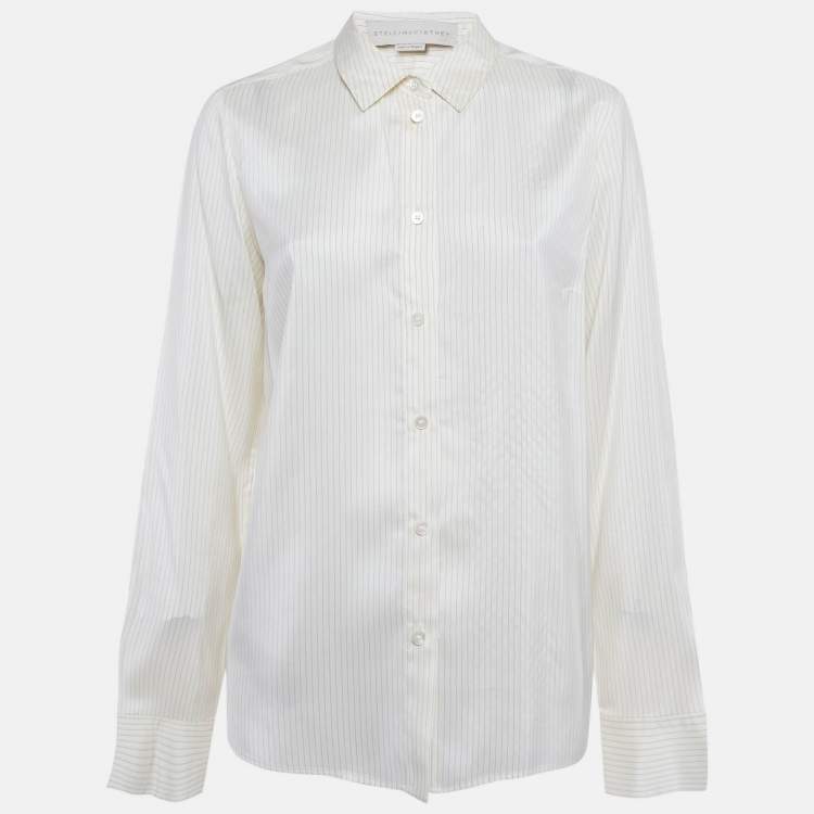 Pre Owned Stella McCartney Cream Striped Silk Shirt M