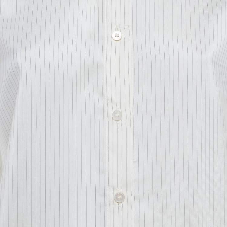 Pre Owned Stella McCartney Cream Striped Silk Shirt M