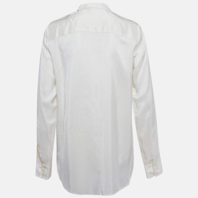 Pre Owned Stella McCartney Cream Striped Silk Shirt M