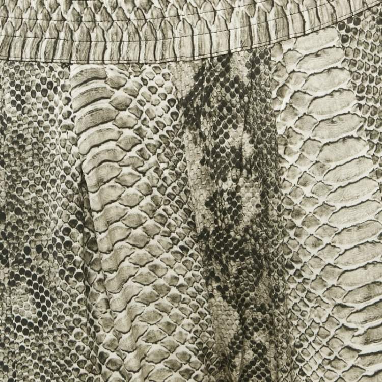 Pre Owned Stella McCartney Grey Snakeskin Print Silk Rib Hem Joggers S