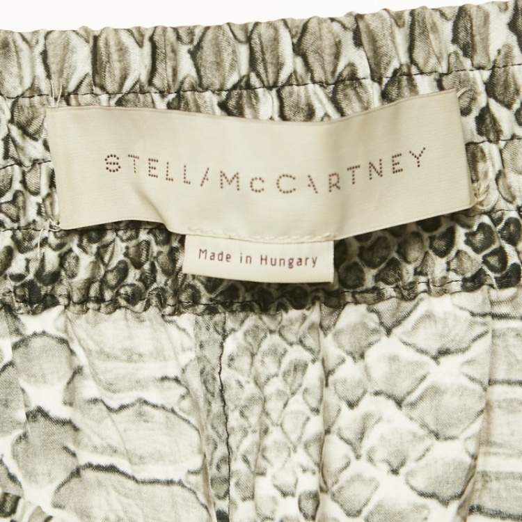 Pre Owned Stella McCartney Grey Snakeskin Print Silk Rib Hem Joggers S