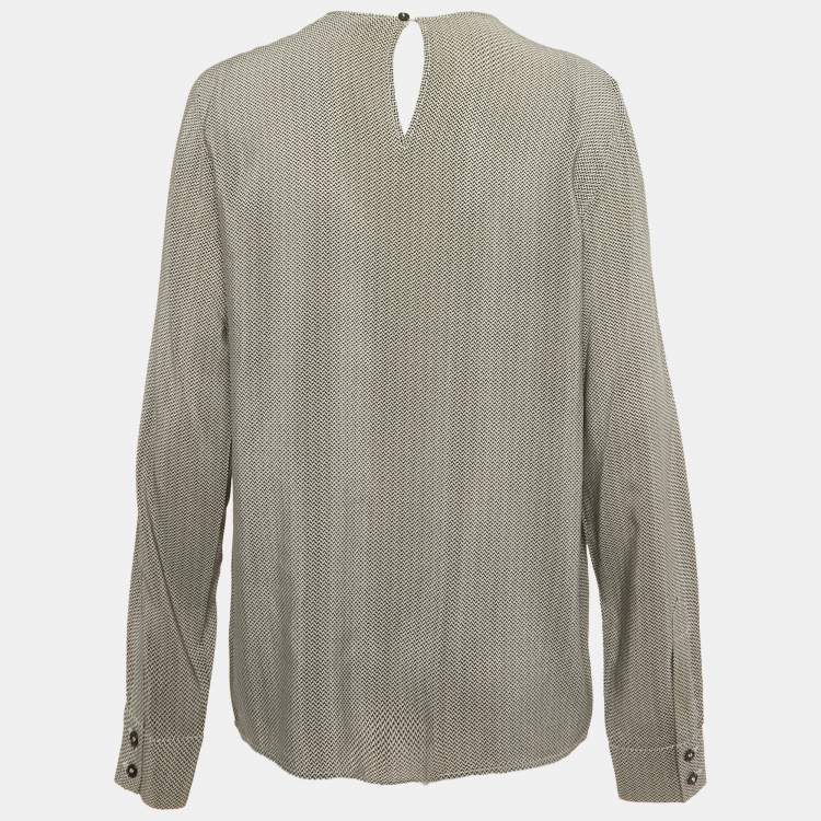 Pre Owned Stella McCartney Black/Grey Printed Silk Blouse M