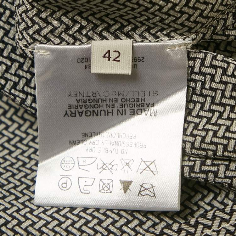 Pre Owned Stella McCartney Black/Grey Printed Silk Blouse M