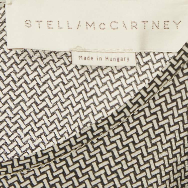 Pre Owned Stella McCartney Black/Grey Printed Silk Blouse M