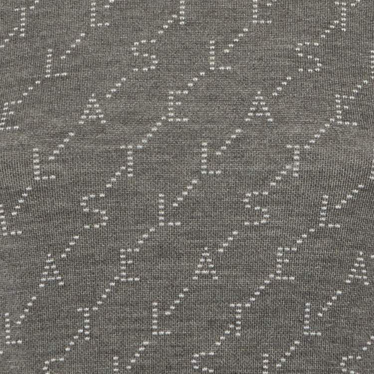 Pre Owned Stella McCartney Grey /Cream Logo Wool Knit Mini Dress M