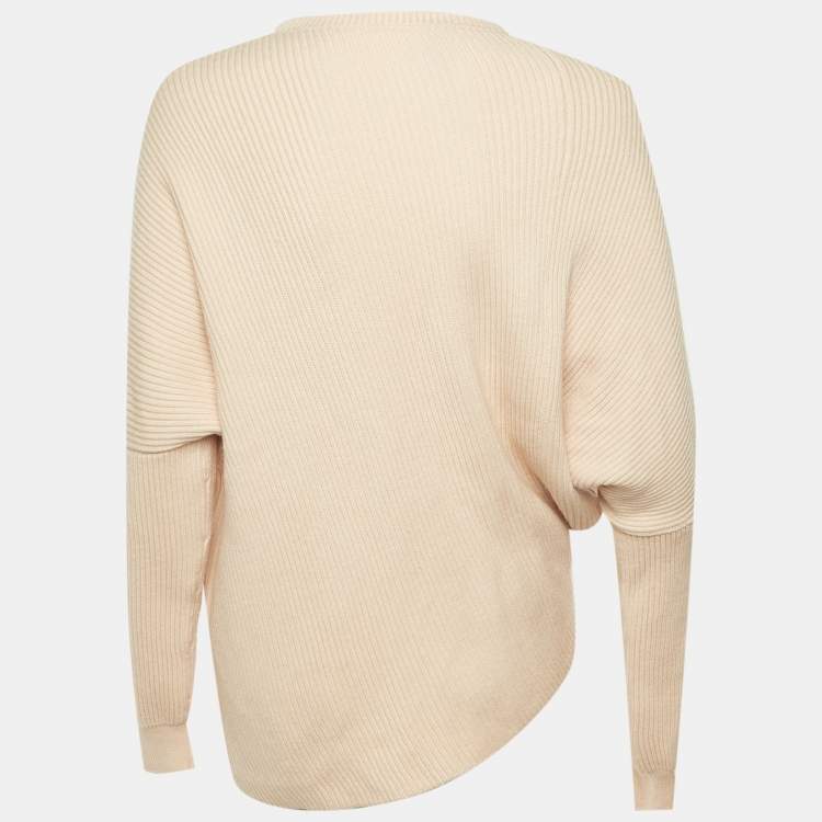 مملوكة مسبقًا Stella McCartney Beige Wool Knit Asymmetric Hem Sweater S 