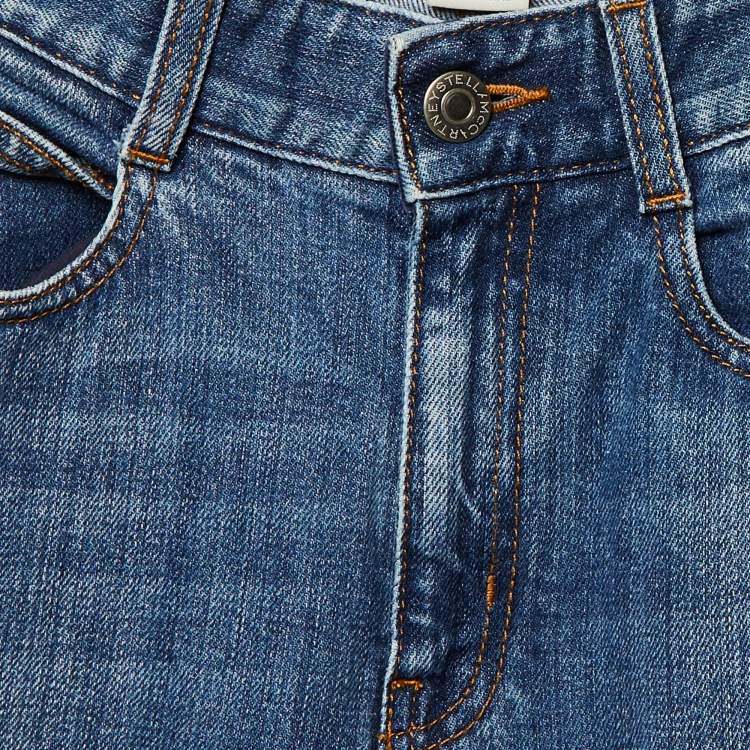 Pre Owned Stella McCartney Blue Denim Logo Tape Detail Skinny Jeans S Waist 24"