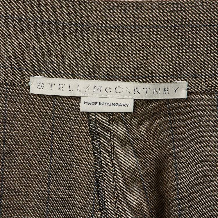 Pre Owned Stella McCartney Brown Striped Wool Wide Leg Trousers M